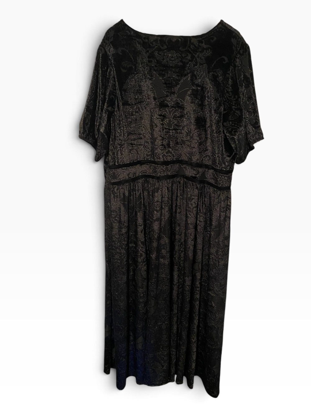 NIGHTFALL BY TORRID BURNOUT BLACK VELVET BAT MAXI DRESS SZ 3X - Picture 5 of 7